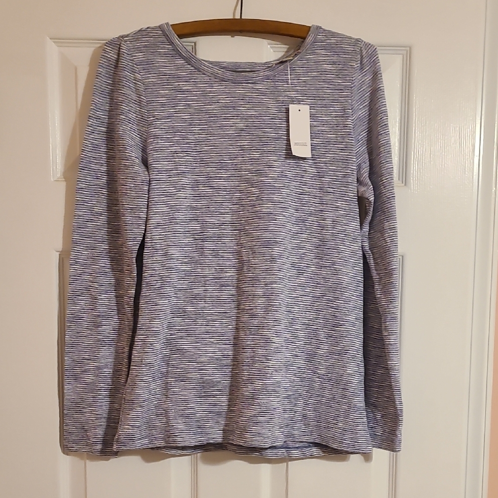 LOFT Heathered Blue Long Sleeve Shirt